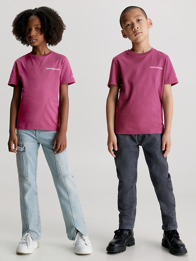 purple katoenen unisex t-shirt voor kids unisex - calvin klein jeans