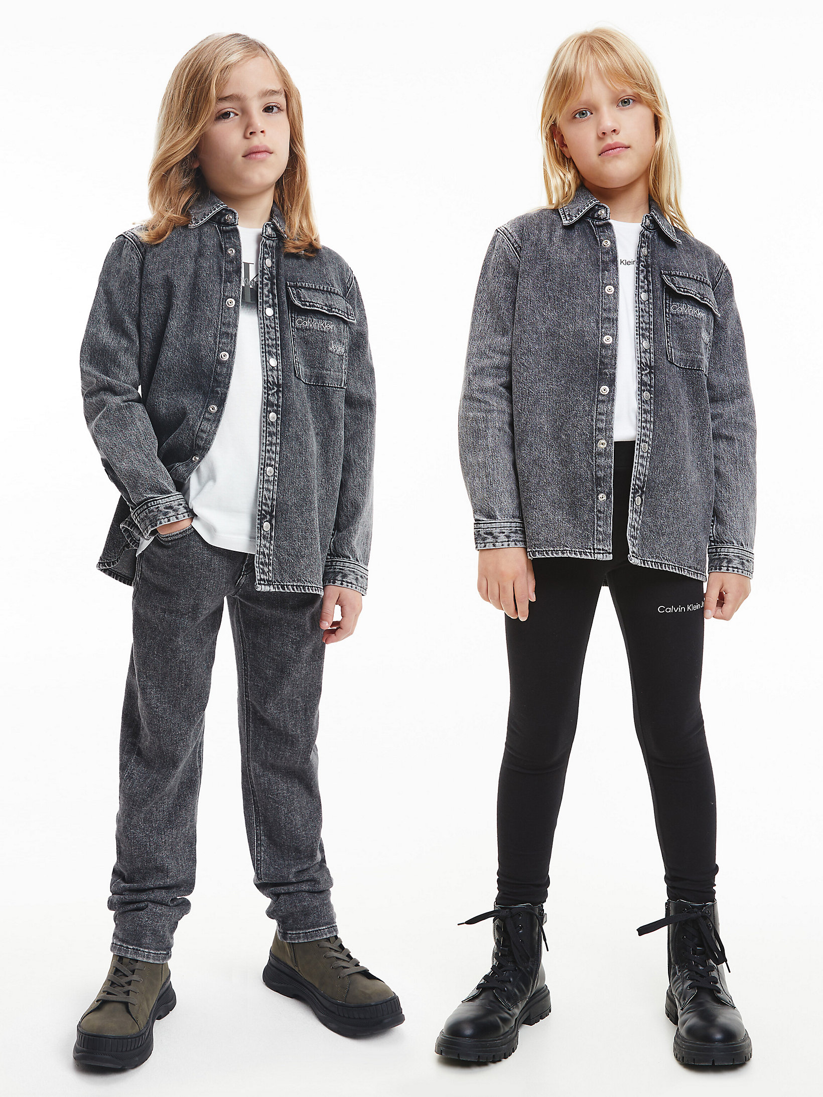 Stone Grey Wash > Верхняя джинсовая рубашка унисекс > undefined kids unisex - Calvin Klein