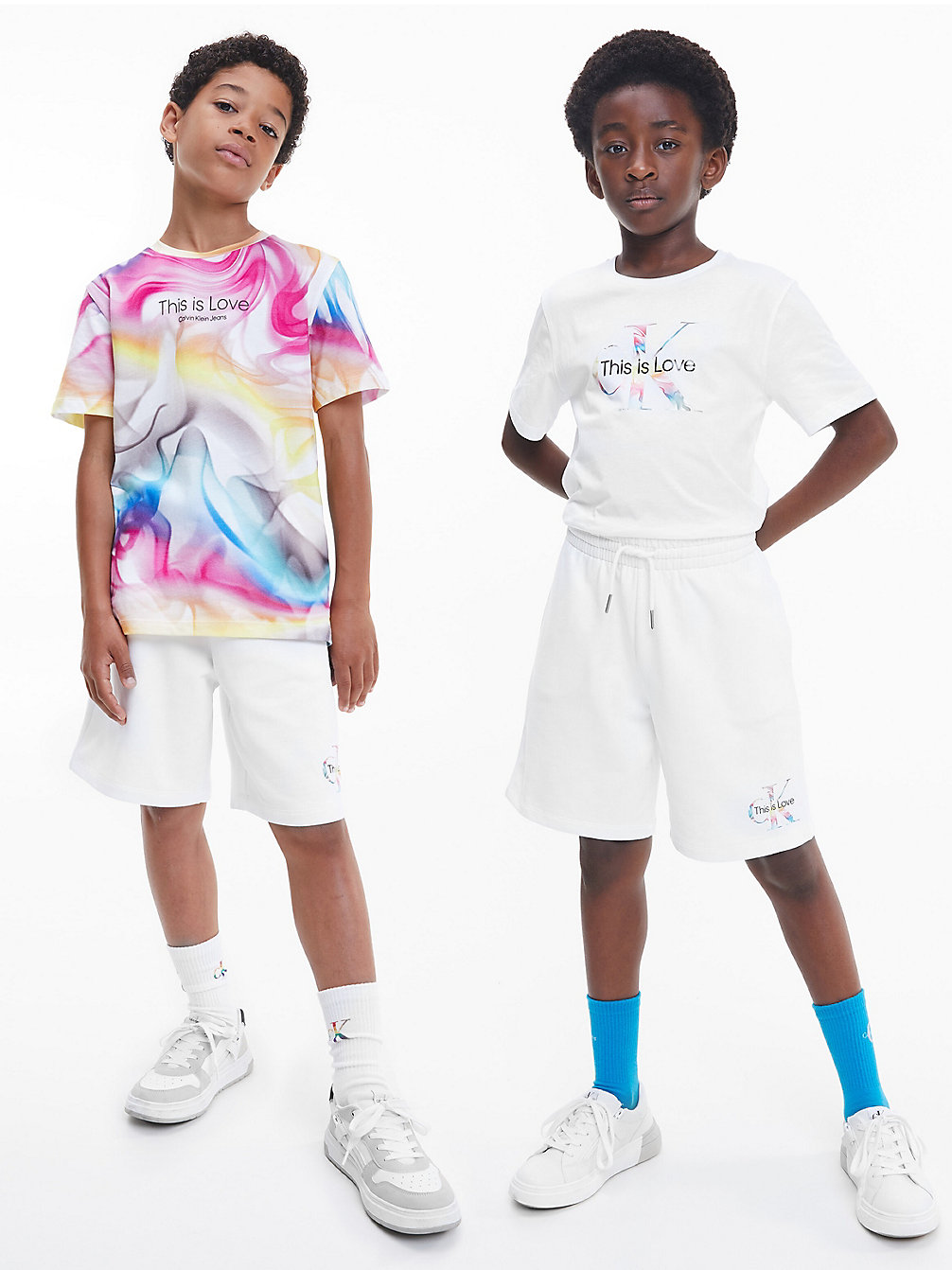 BRIGHT WHITE Unisex-Monogramm-Joggingshorts - Pride undefined kids unisex Calvin Klein