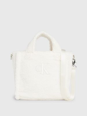 white plüsch-shopper für kinder für unisex kinder - calvin klein jeans