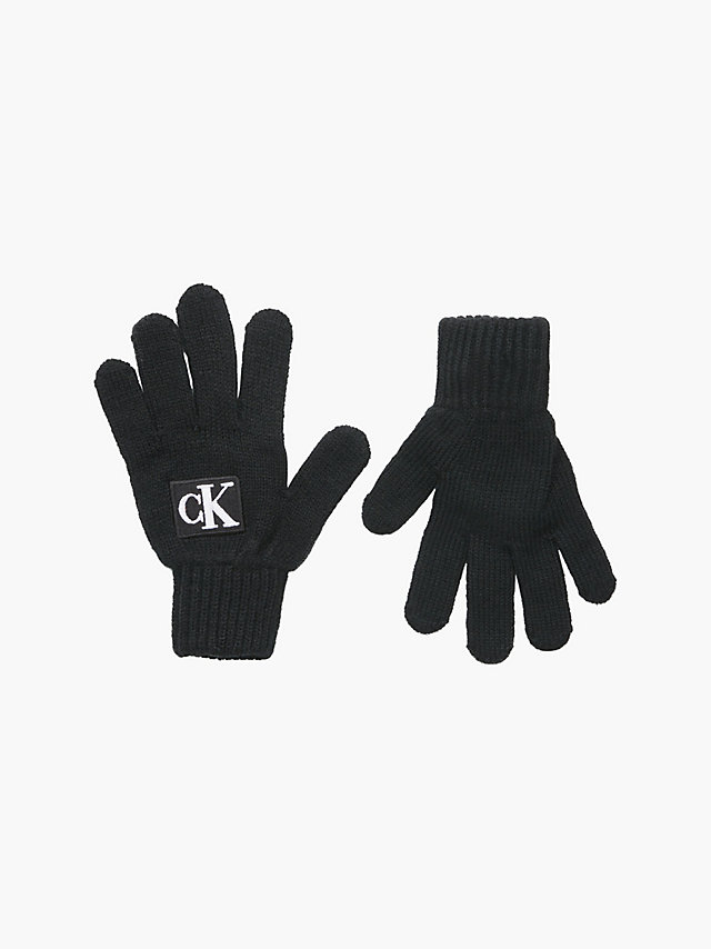 CK Black Unisex Logo Gloves undefined kids unisex Calvin Klein