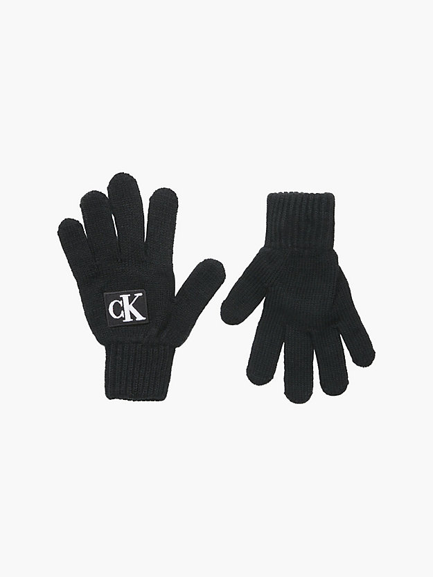 CK BLACK Unisex Logo Gloves for kids unisex CALVIN KLEIN JEANS