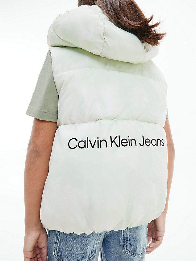 green tie-dye bodywarmer met logo voor kids unisex - calvin klein jeans
