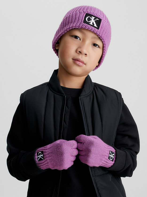 IRIS ORCHID Unisex Beanie and Gloves Set for kids unisex CALVIN KLEIN JEANS
