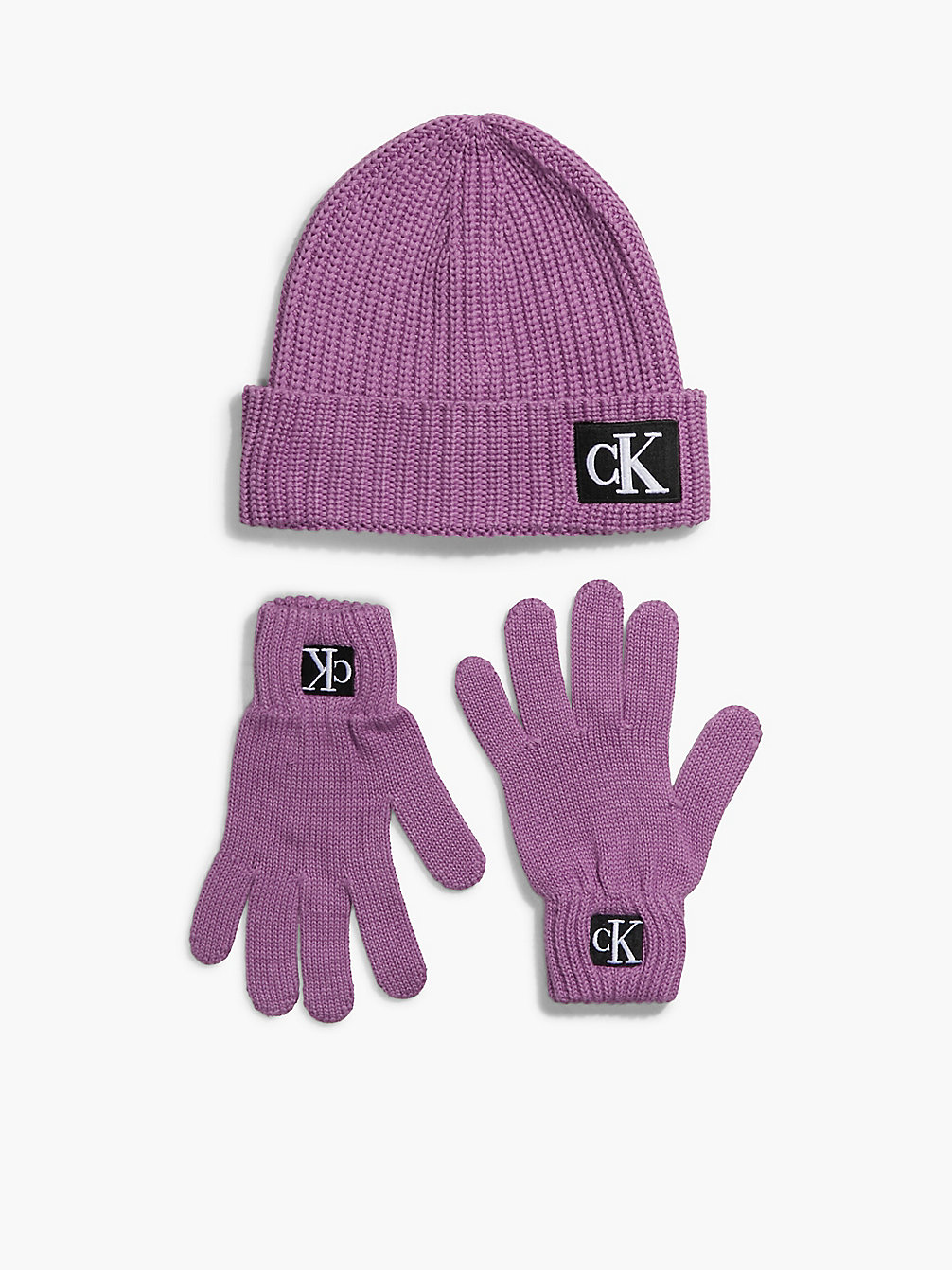 IRIS ORCHID Unisex Beanie And Gloves Set undefined kids unisex Calvin Klein