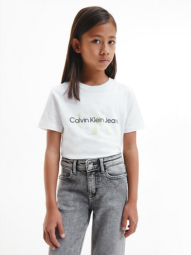 camiseta unisex con logo bright white de kids unisex calvin klein jeans