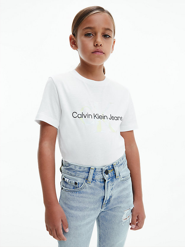 BRIGHT WHITE Camiseta unisex con logo de kids unisex CALVIN KLEIN JEANS