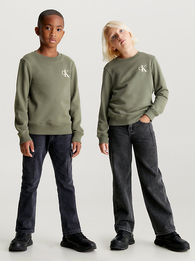 green kids' sweatshirt for kids unisex calvin klein jeans