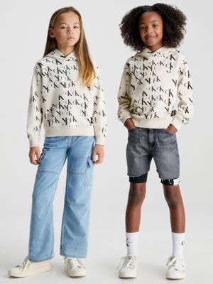 Maken Groene achtergrond Pittig Hoodie met logo voor kinderen Calvin Klein® | IU0IU004040IO