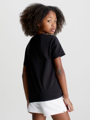 ck black kids organic cotton logo t-shirt for kids unisex calvin klein jeans