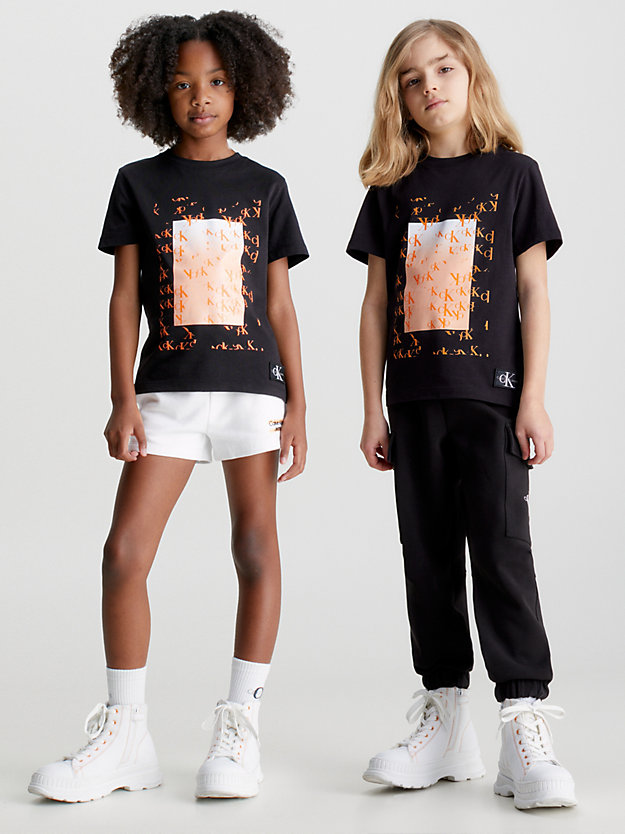 ck black kids organic cotton logo t-shirt for kids unisex calvin klein jeans