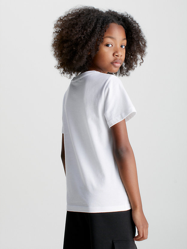 bright white kids organic cotton logo t-shirt for kids unisex calvin klein jeans