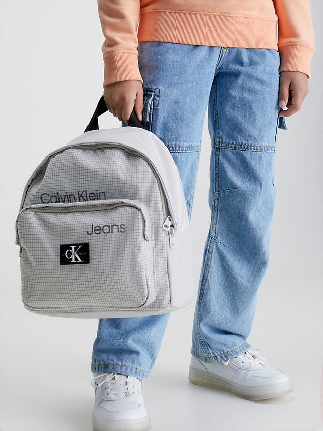 grey kids recycled polyester backpack for kids unisex calvin klein jeans