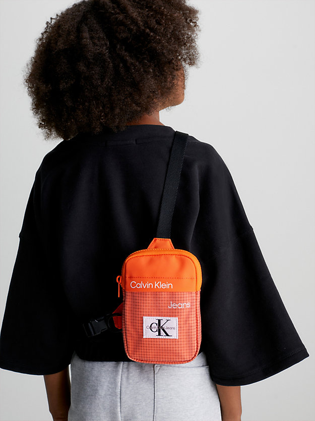 vibrant orange kids logo crossover bag for kids unisex calvin klein jeans