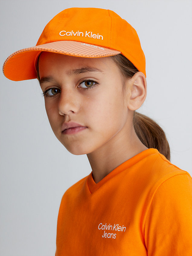 orange kids logo cap for kids unisex calvin klein jeans