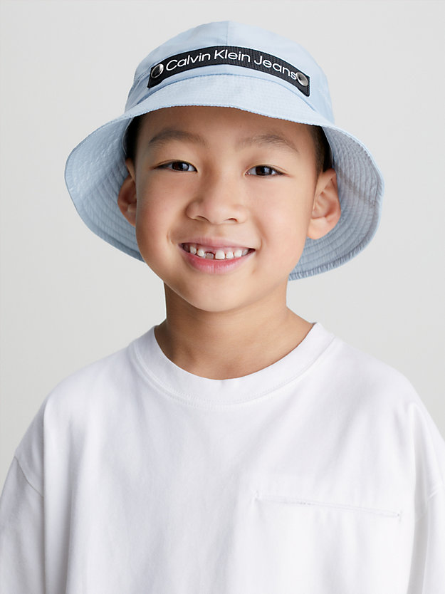 keepsake blue kids logo bucket hat for kids unisex calvin klein jeans