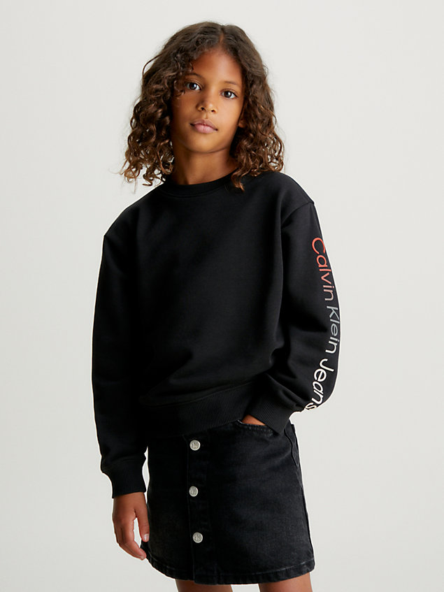 black unisex organic cotton sweatshirt for kids unisex calvin klein jeans