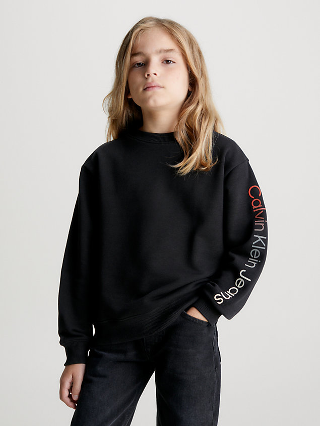 black unisex sweatshirt van biologisch katoen voor kids unisex - calvin klein jeans