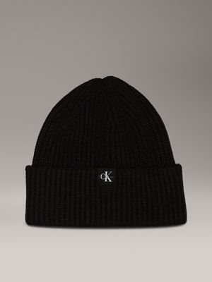 black kids' ribbed beanie for kids gender inclusive calvin klein jeans