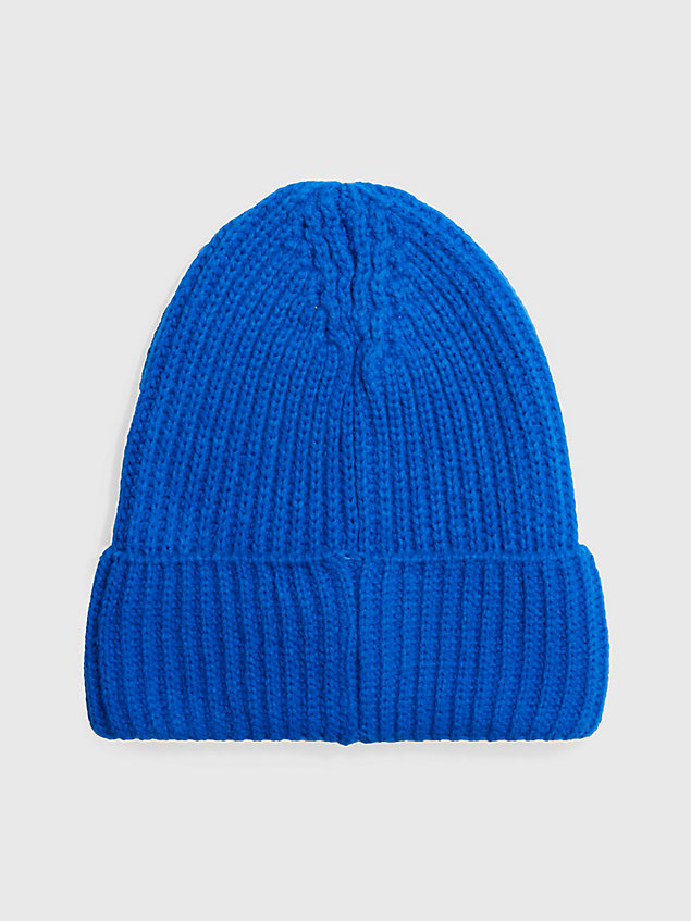 blue czapka unisex z dzianiny ściągaczowej dla kids unisex - calvin klein jeans