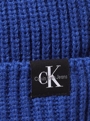 pigment blue kids' ribbed beanie for kids gender inclusive calvin klein jeans