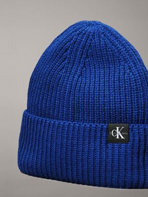 pigment blue kids' ribbed beanie for kids gender inclusive calvin klein jeans