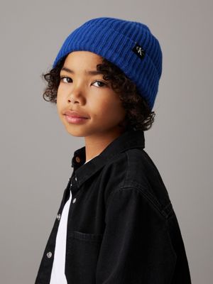 pigment blue kids' ribbed beanie for kids gender inclusive calvin klein jeans