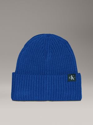 blue kids' ribbed beanie for kids gender inclusive calvin klein jeans