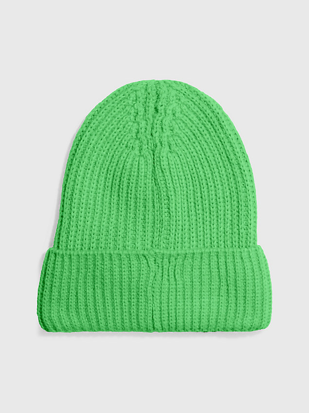 green czapka unisex z dzianiny ściągaczowej dla kids unisex - calvin klein jeans