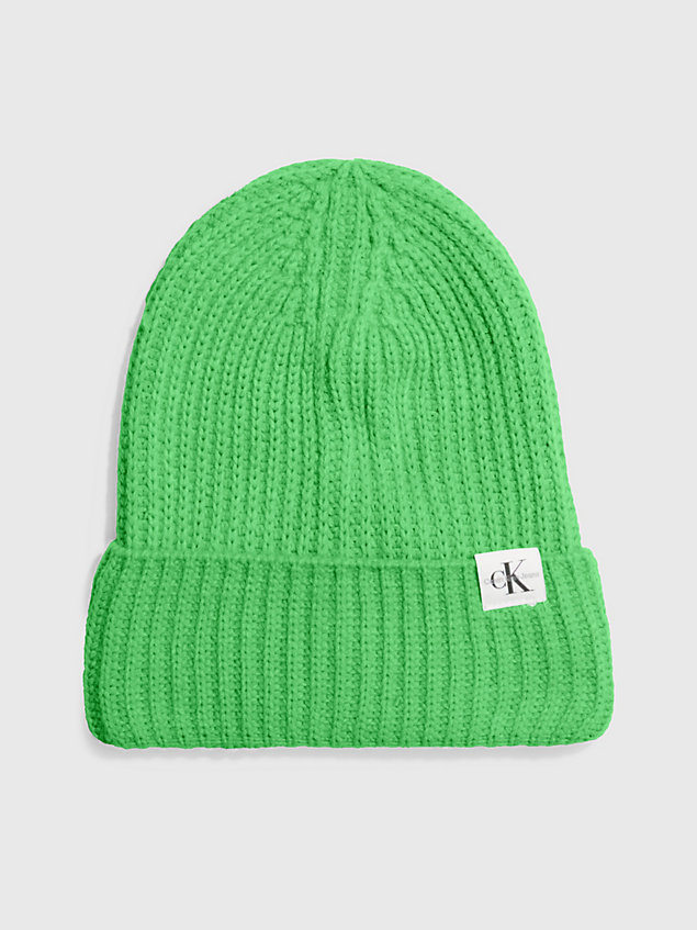green kids' ribbed beanie for kids gender inclusive calvin klein jeans