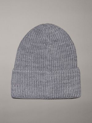 grey heather kids' ribbed beanie for kids gender inclusive calvin klein jeans