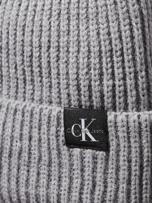 grey heather kids' ribbed beanie for kids gender inclusive calvin klein jeans