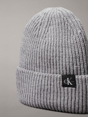 grey heather kids' ribbed beanie for kids gender inclusive calvin klein jeans