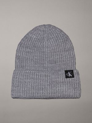 grey kids' ribbed beanie for kids gender inclusive calvin klein jeans