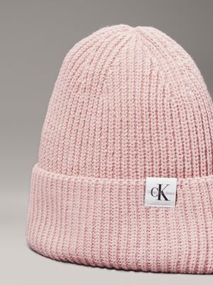 peach whip kids' ribbed beanie for kids gender inclusive calvin klein jeans