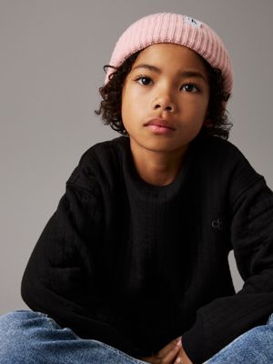 peach whip kids' ribbed beanie for kids gender inclusive calvin klein jeans