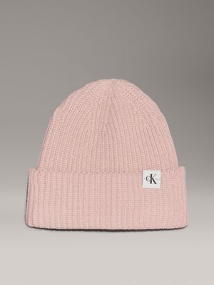 pink kids' ribbed beanie for kids gender inclusive calvin klein jeans