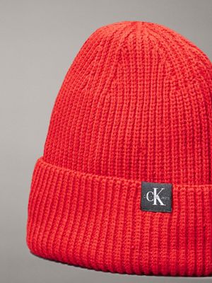 flaming chili kids' ribbed beanie for kids gender inclusive calvin klein jeans