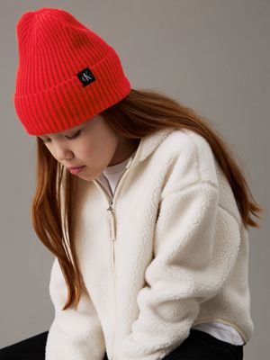 flaming chili kids' ribbed beanie for kids gender inclusive calvin klein jeans