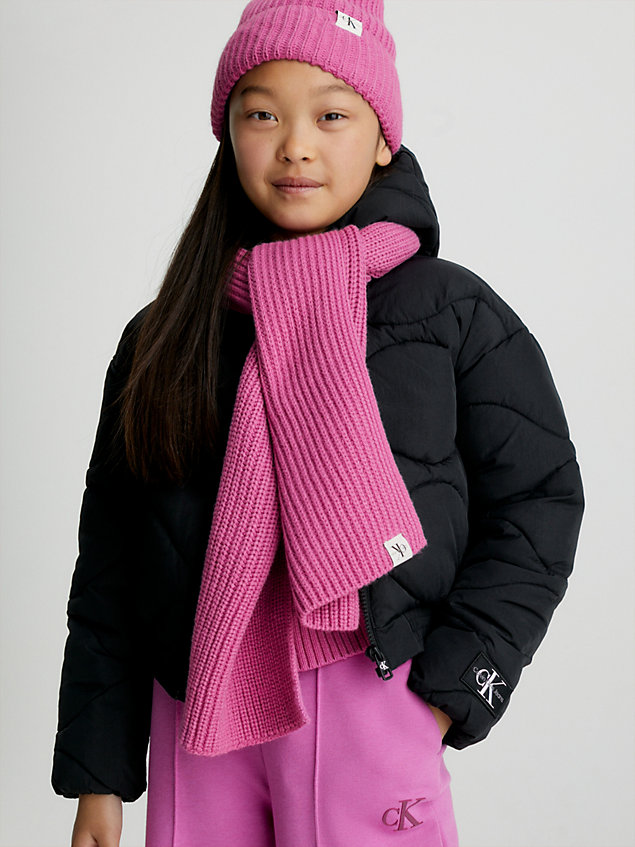 purple unisex ribbed scarf for kids unisex calvin klein jeans
