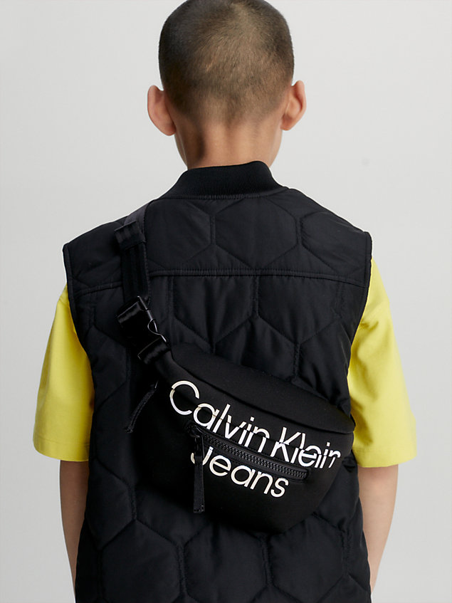 black unisex logo bum bag for kids unisex calvin klein jeans