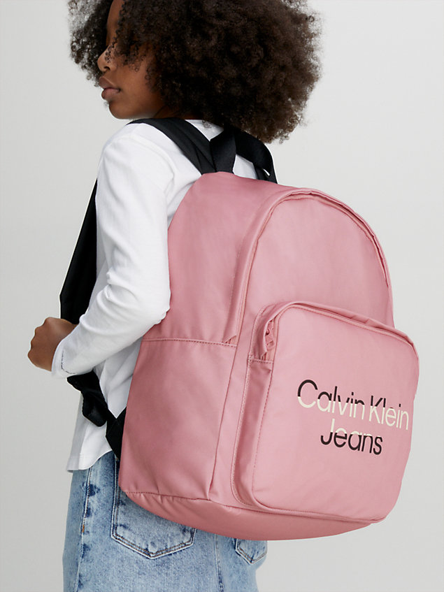 purple plecak unisex z logo dla kids unisex - calvin klein jeans