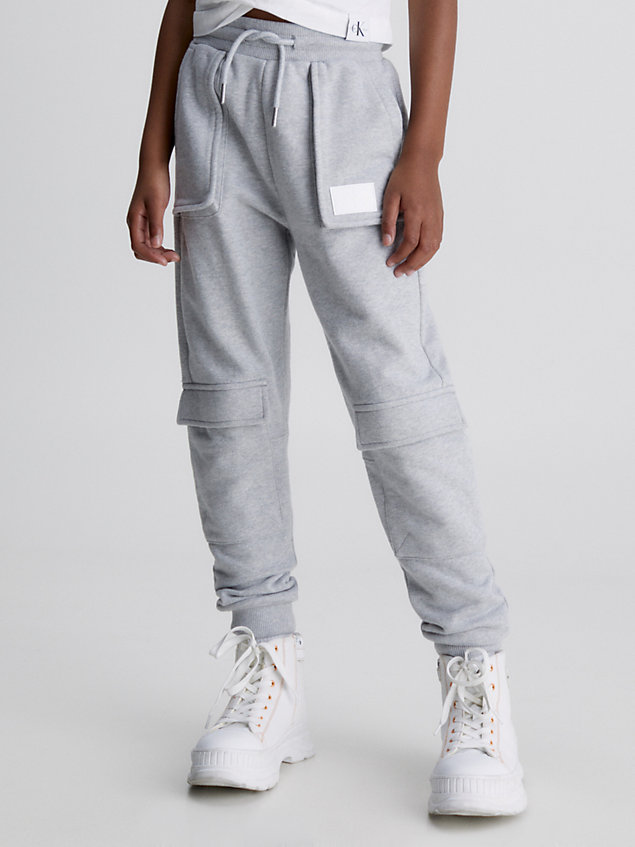 grey unisex terry cargo joggers for kids unisex calvin klein jeans