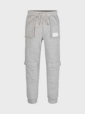 grey unisex terry cargo joggers for kids unisex calvin klein jeans