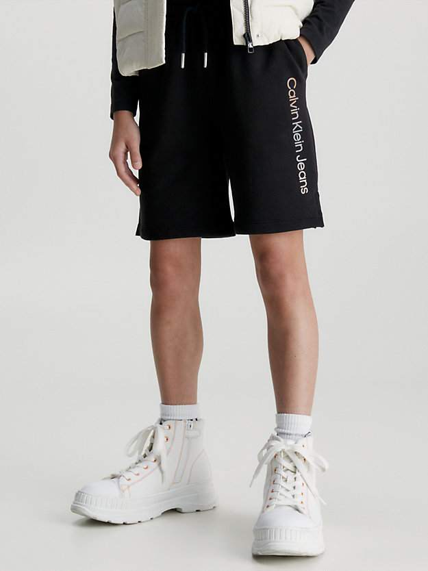 ck black unisex logo jogger shorts for kids unisex calvin klein jeans