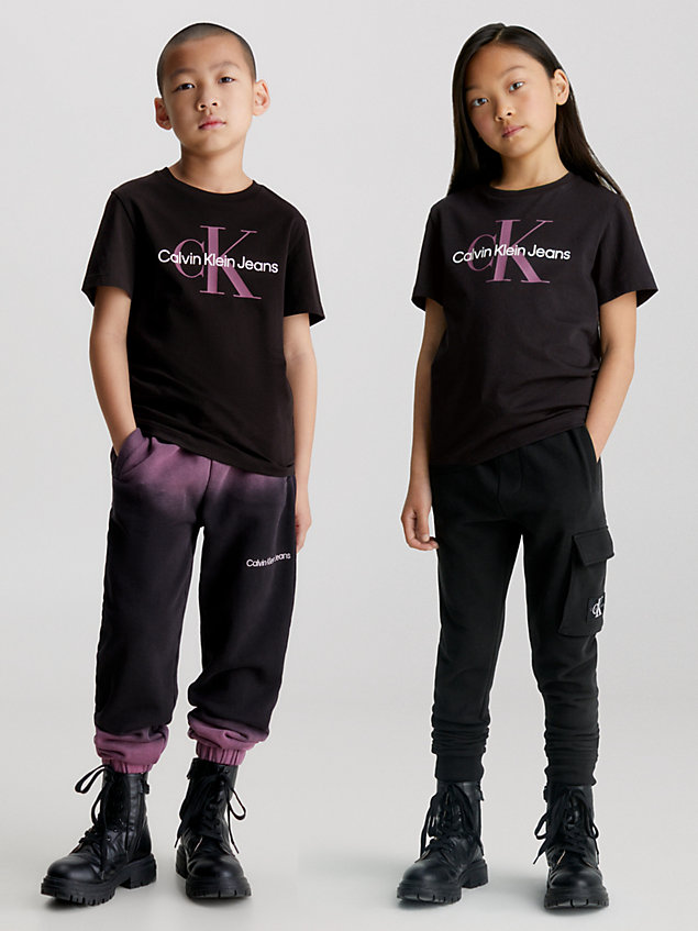 black monogramm-t-shirt für kinder für kids unisex - calvin klein jeans