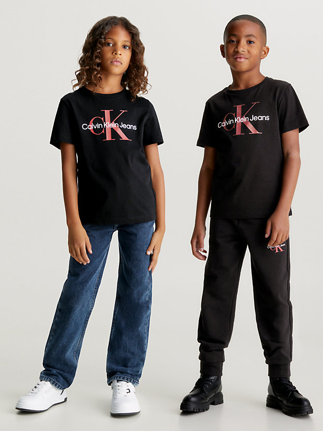 black kids' monogram t-shirt for kids unisex calvin klein jeans
