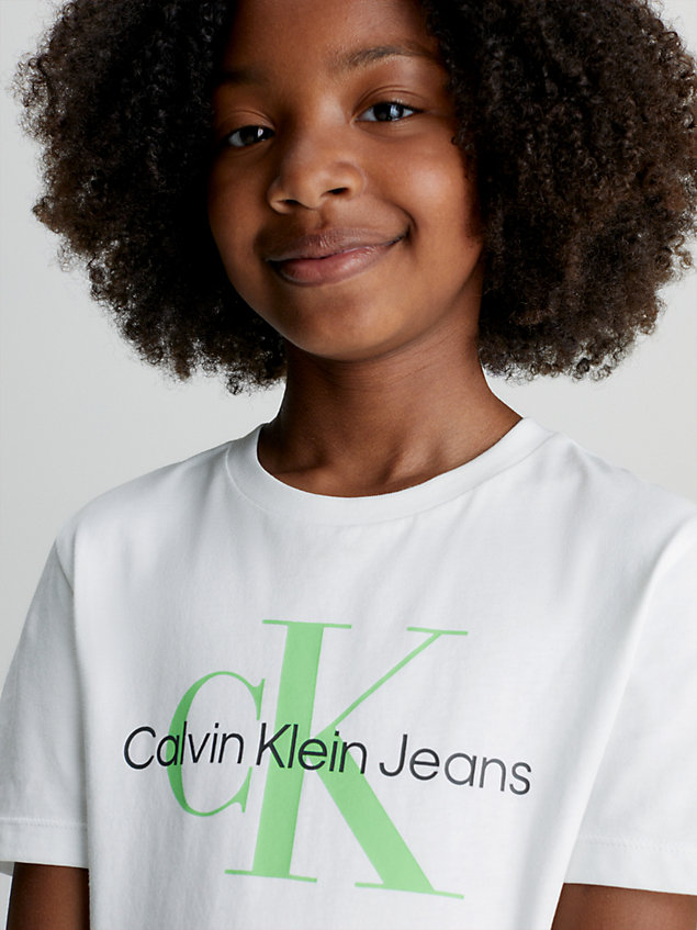camiseta unisex con logo white de kids unisex calvin klein jeans