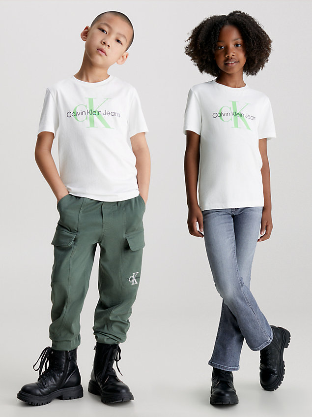 white kids' monogram t-shirt for kids unisex calvin klein jeans