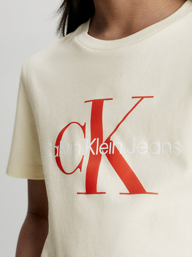 heather beige unisex logo t-shirt for kids unisex calvin klein jeans
